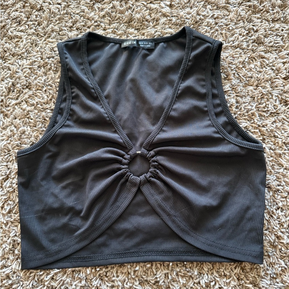SHEIN Black Ruched Crop Top